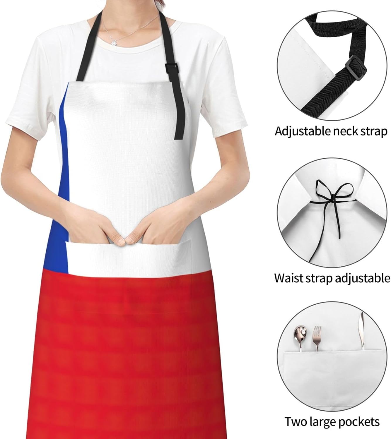Flag of Chile Print Laundry apron 28x33 In Waterproof Kitchen Apron with Pockets for Cooking Baking