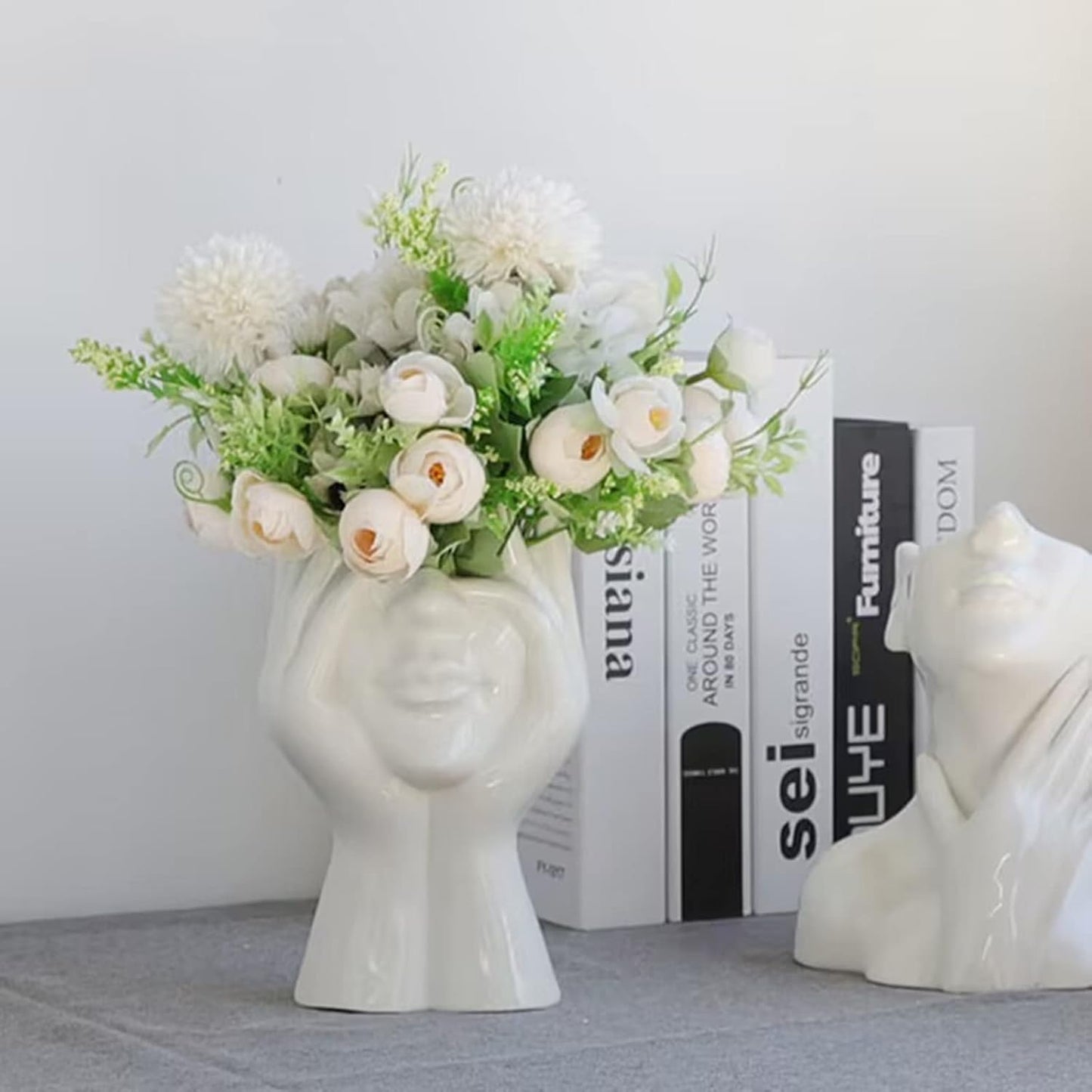 Cheek Support Face Flower Pot Silicone Mold Succulent Planter Vase Plaster Concrete Mold Candle Pen Holder Mold Cement Clay Resin Mould