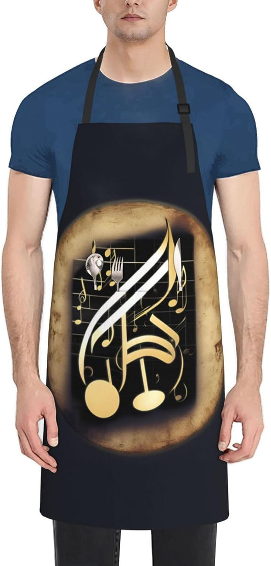music 1 print Waterproof chef's apron with pocket apron for kitchen cooking baking barbecue and gardening