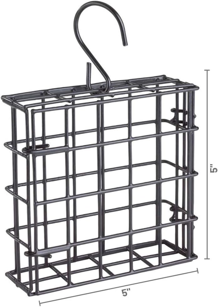 More Birds Suet Cage Bird Feeder, Fruit and Suet Feeder, Single Cake Capacity ,Black