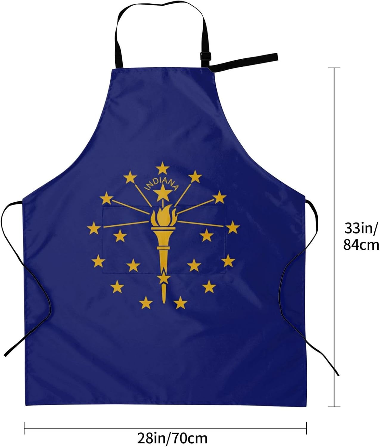 Indiana State Flag print Waterproof apron with pocket adjustable cooking apron for adult kitchen bibs to bake