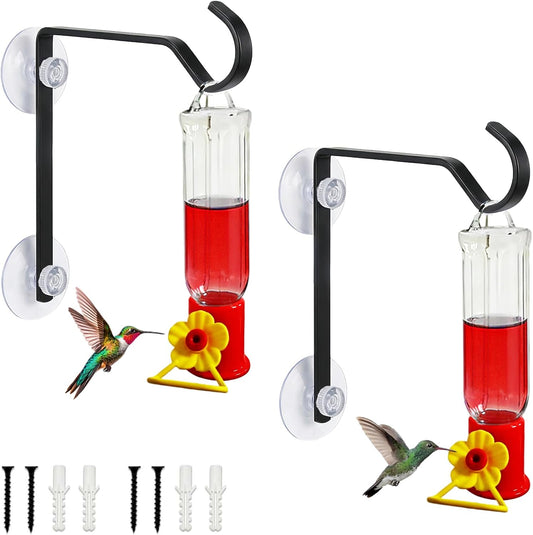 2 Pcs Hanging Humming Birds Feeder for Outdoors 2.3OZ Small Recycled Plastic Humming Bird Feeders with Strong Suction Cups Hangers Ant & Bee Proof - Ideal Garden Gift (2 PCS)