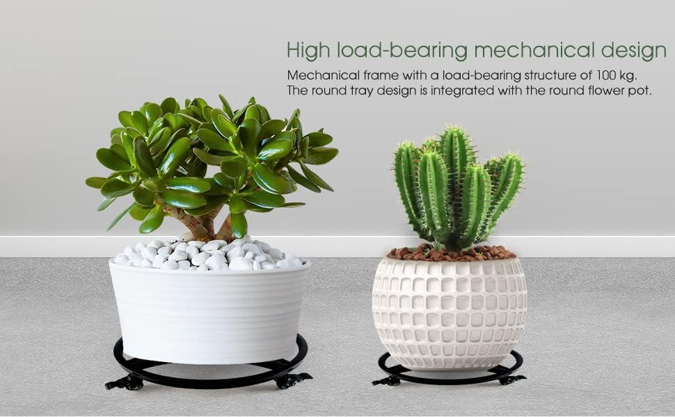 Zhongma 15" Round Plant Caddy with Wheels, Heavy Duty Construction, 300 Lbs Capacity, Load-bearing wheels with brakes, Easy Assembly