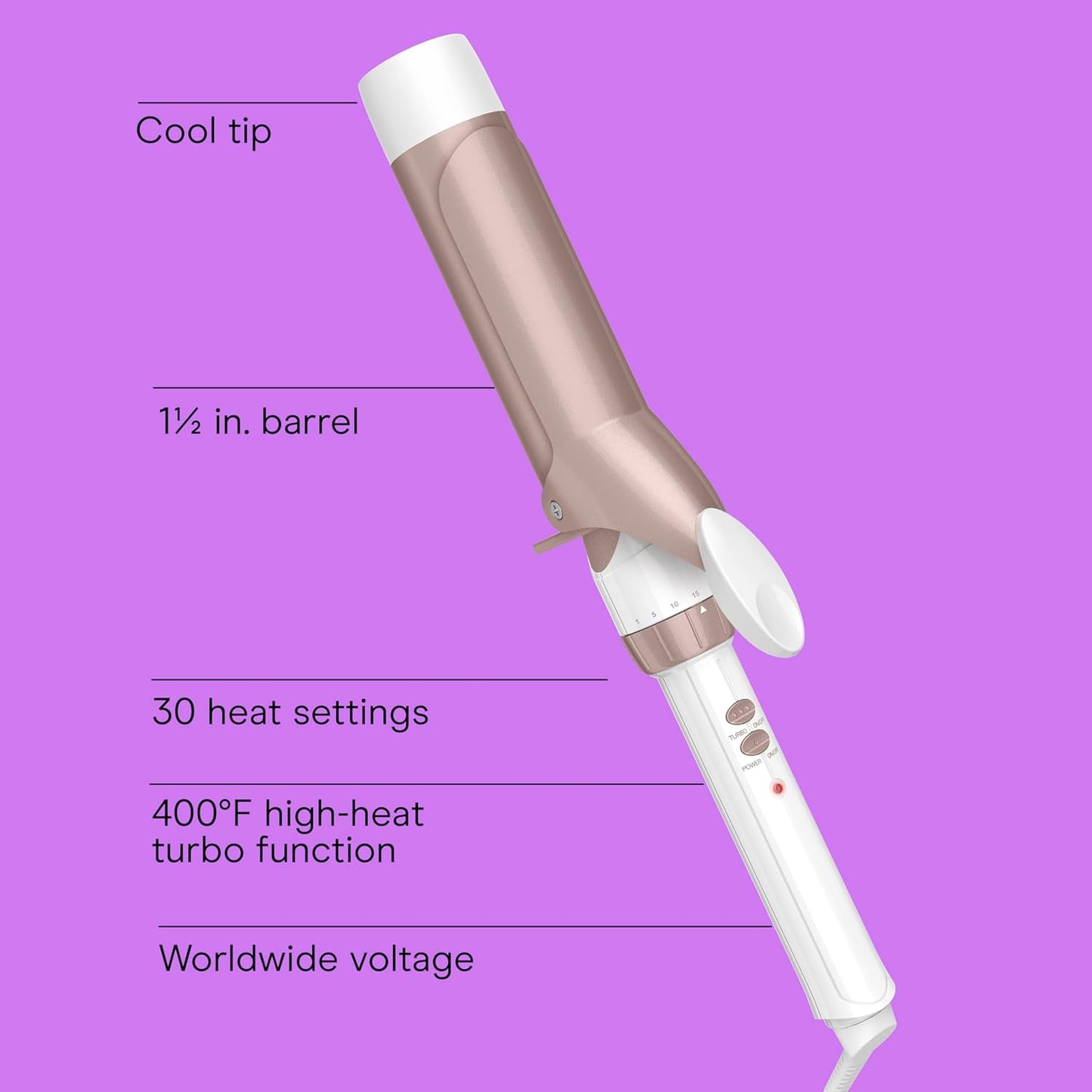 Conair Double Ceramic 1 ½-Inch Curling Iron, 1 ½-Inch Barrel Creates S