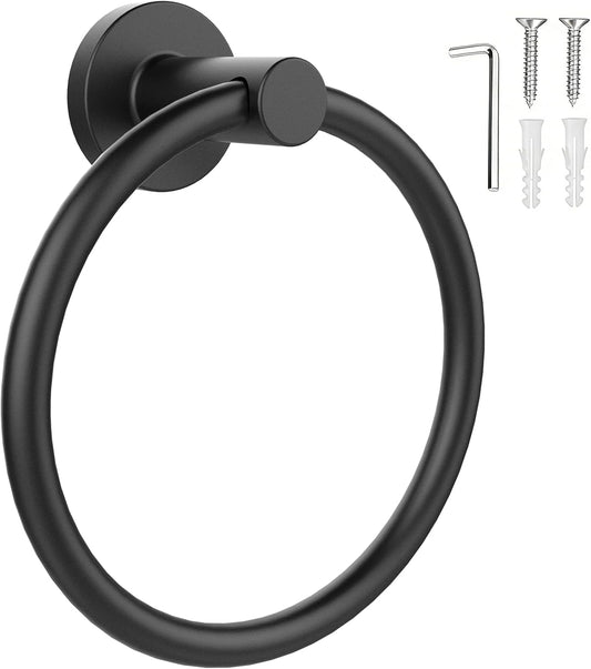 SetSail Towel Holder for Bathroom Wall Matte Black Towel Ring Stainles
