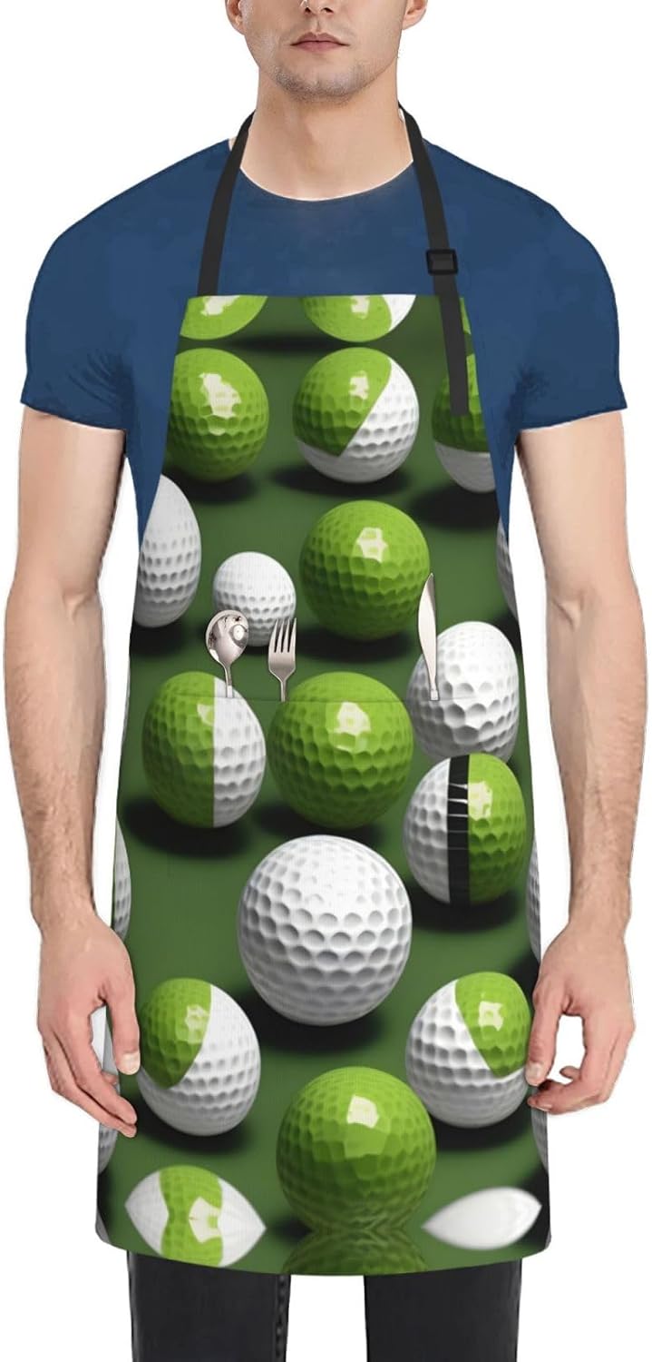 Golf Ball print Waterproof apron with pocket adjustable cooking apron for adult kitchen bibs to bake