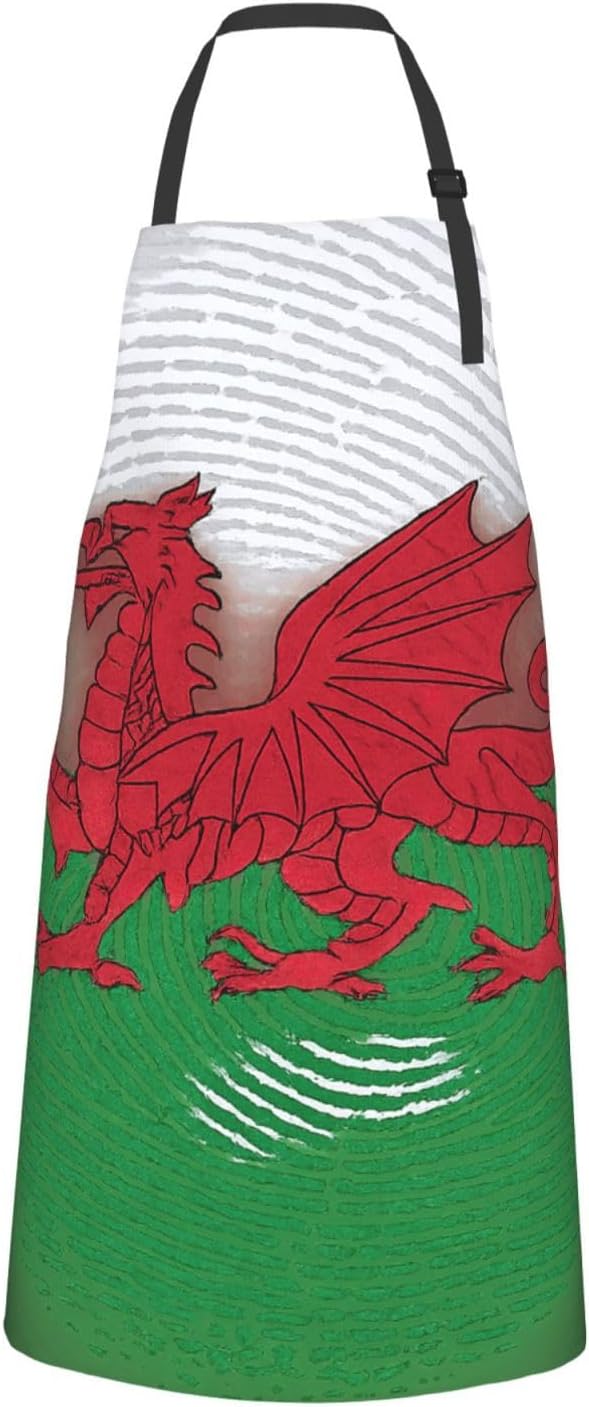 YANYU Welsh Dragon Print 28x33 In Kitchen Apron Stylish Chef Apron with Pockets for Cooking Baking Painting