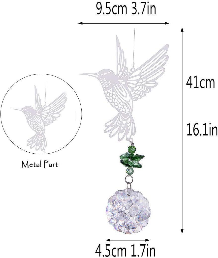 H&D HYALINE & DORA Glass Crystal Flower Prism Rainbow Maker Hummingbird Hanging Window Sun Catcher for Gift