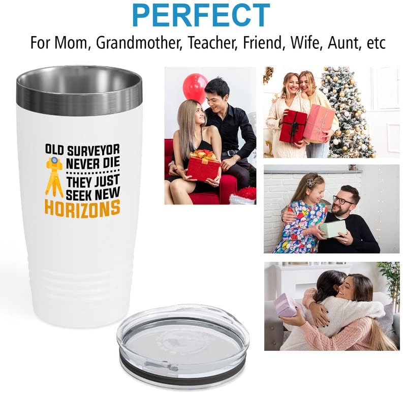Land Surveyor White Edition Viking Tumbler 20oz - Old surveyor never d