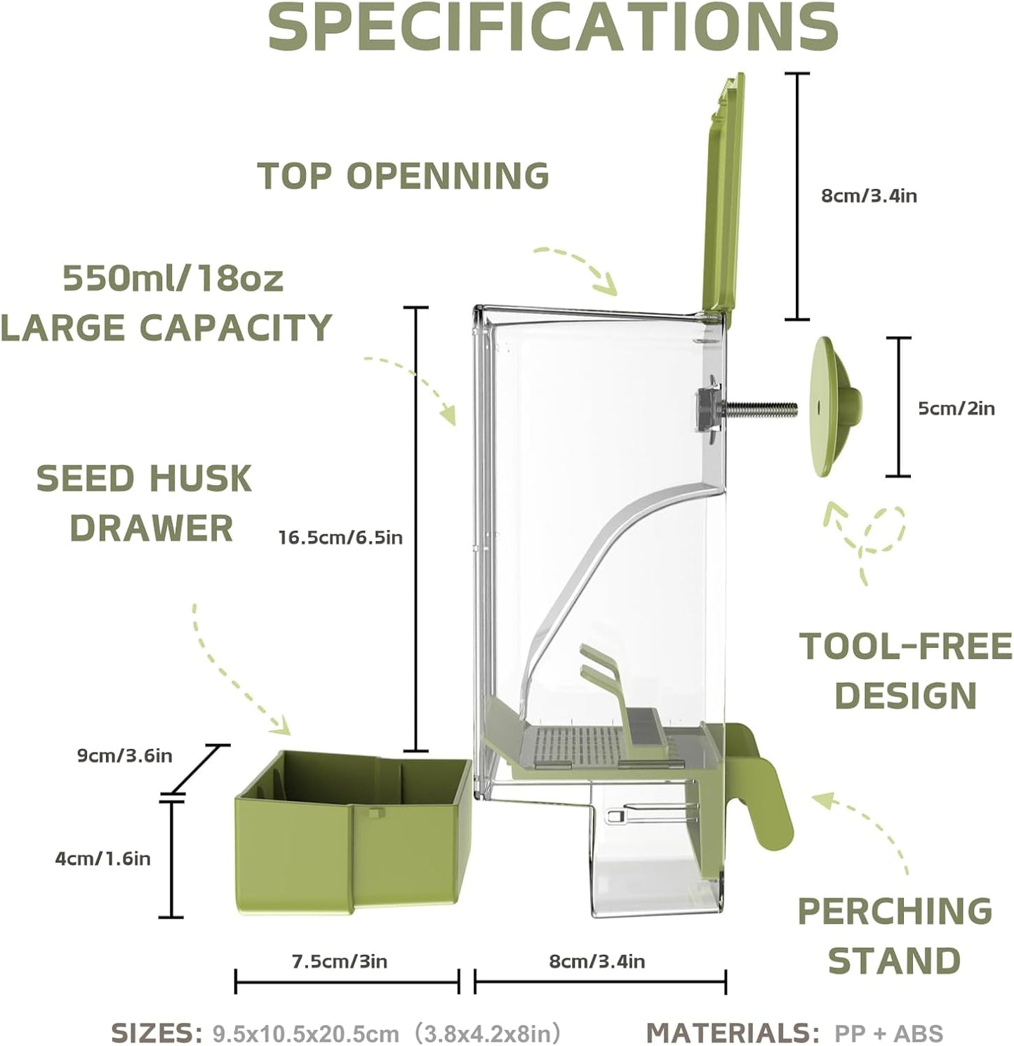 Automatic Bird Feeder, Bird Cage Feeder with Perch for Parakeet Canary