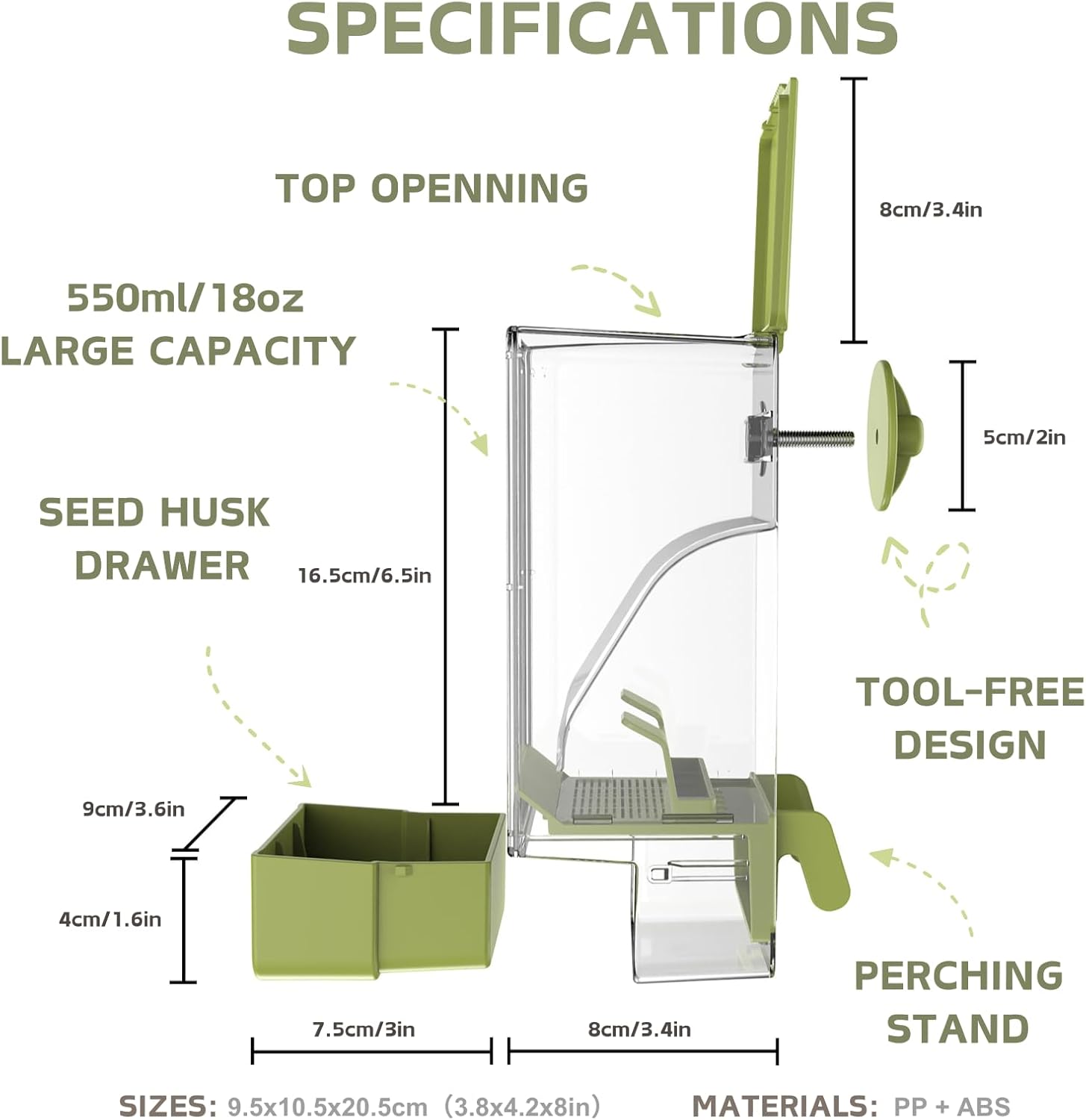 Automatic Bird Feeder, Bird Cage Feeder with Perch for Parakeet Canary