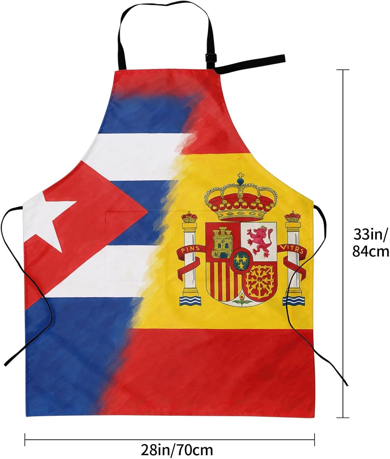 YANYU Cuba and Spain Print 28x33 In Kitchen Apron Stylish Chef Apron with Pockets for Cooking Baking Painting