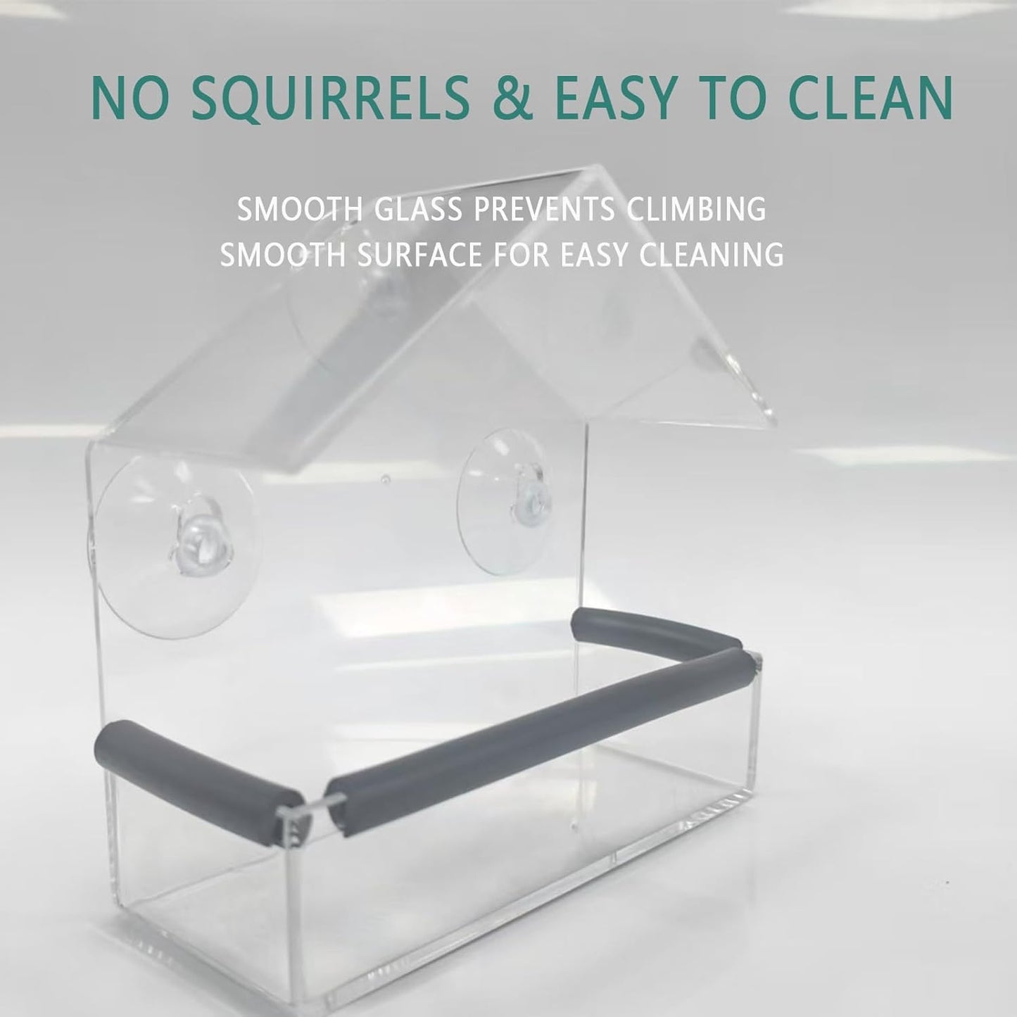 Window Bird Feeder with Strong Suction Cups & Fixed Seed Tray, Transparent Acrylic Birdfeeder for Outdoor (Balcony/Patio), for Wild & Pet Bird Watching Lovers (Small House)