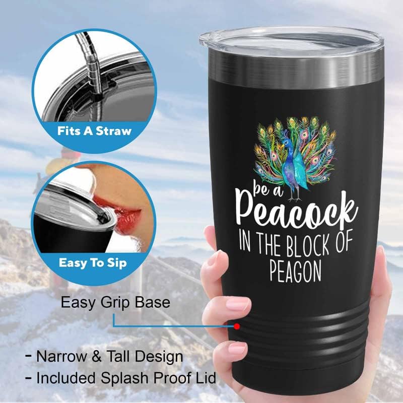 Bird Lover Black Edition Viking Tumbler 20oz - Peacock Block pgeons - 