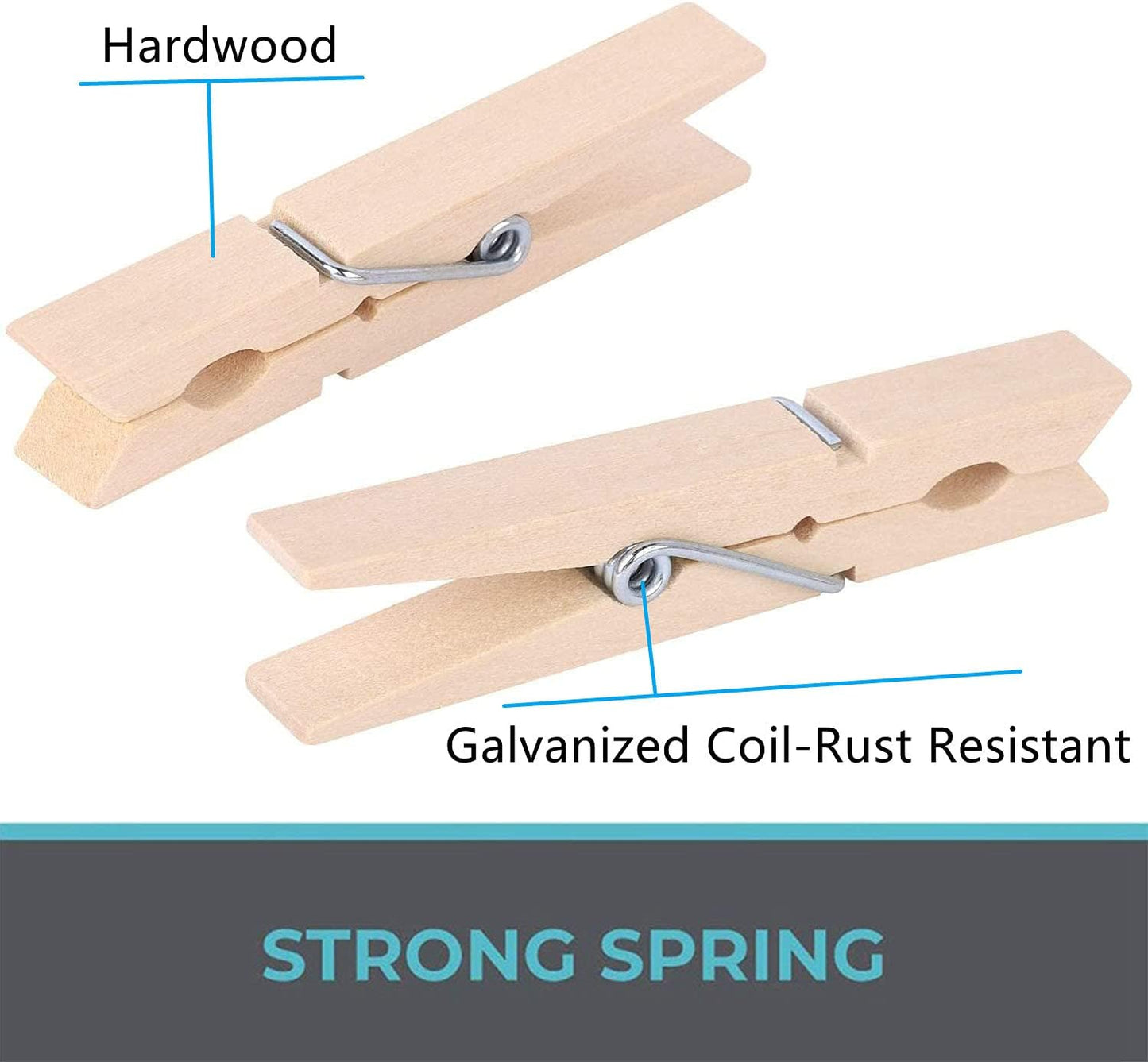 100pcs Clothes Pins Wooden Clothespins 3inch Heavy Duty Wood Clips for Hanging Clothes Pictures Outdoor