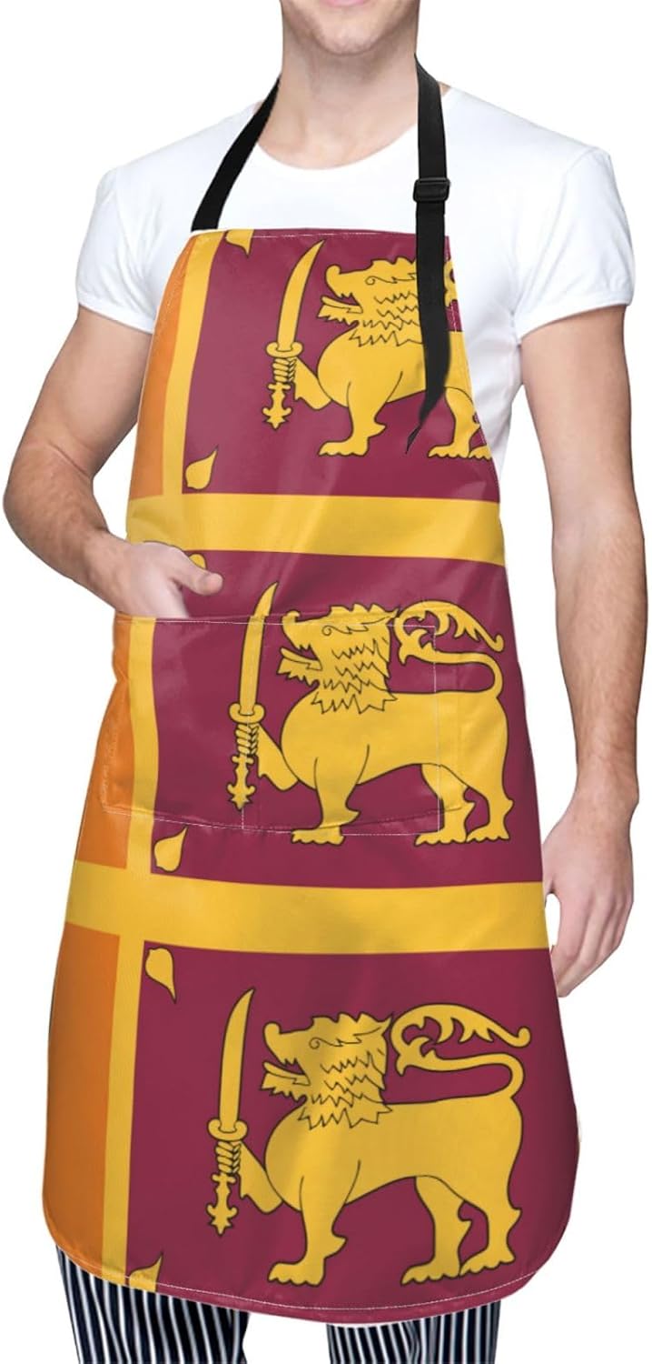 Sri Lanka Flag print Waterproof chef's apron with pocket apron for kitchen cooking baking barbecue and gardening