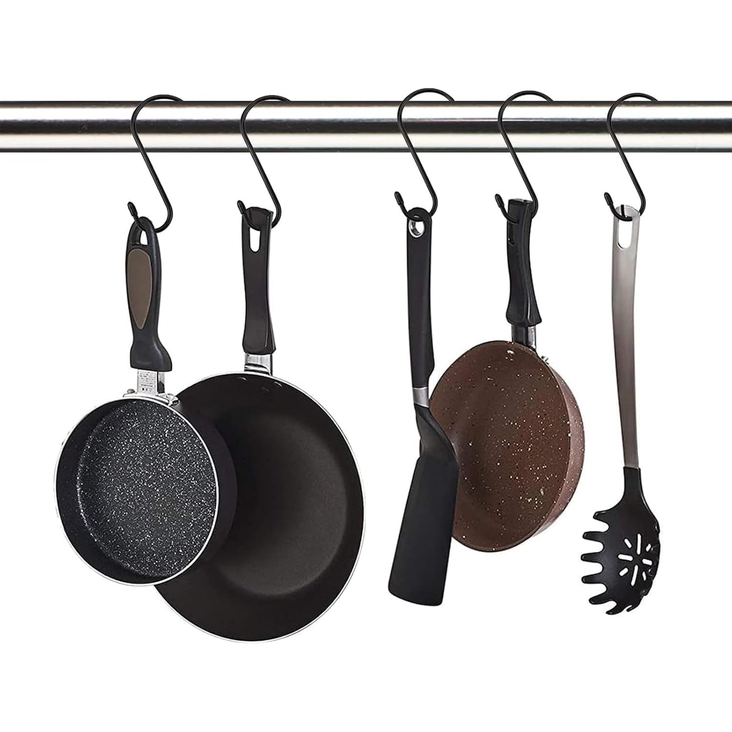 Nisoger 12 Pack 6 Inch Heavy Duty S Hooks, Black Vinyl Coated Non Slip Rust Resistant S Hooks for Hanging Plants, Closet, Kitchen, Garden Tools