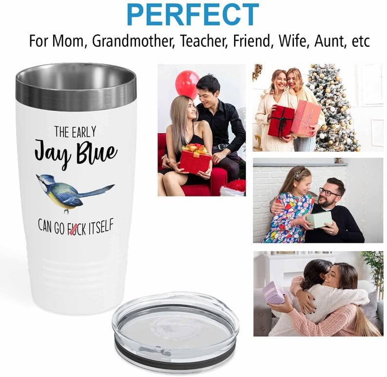 Bird Lover White Edition Viking Tumbler 20oz - Early Jay Blue go - Hum