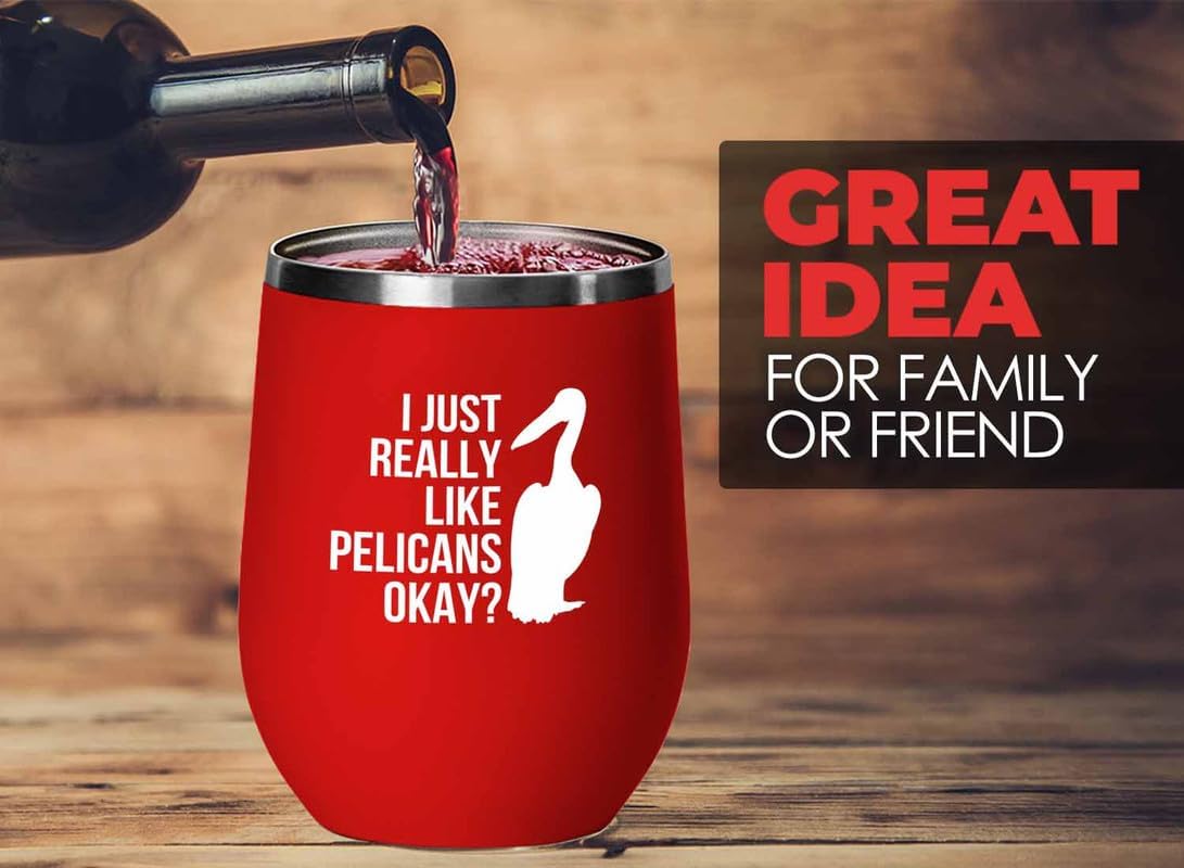 Birding Red Edition Wine Tumbler 12oz - Really like Pelicans - Bird Fe