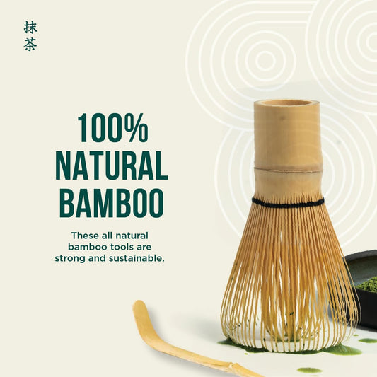 Jade Leaf Matcha - Traditional Starter Set - Japanese Matcha Gift Set Includes: Bamboo Whisk (Chasen), Scoop (Chashaku), Stainless Steel Sifter, Fully Printed Handbook