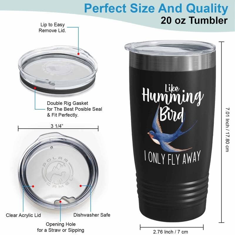 Bird Lover Black Edition Viking Tumbler 20oz - Humming Bird Fly Away -