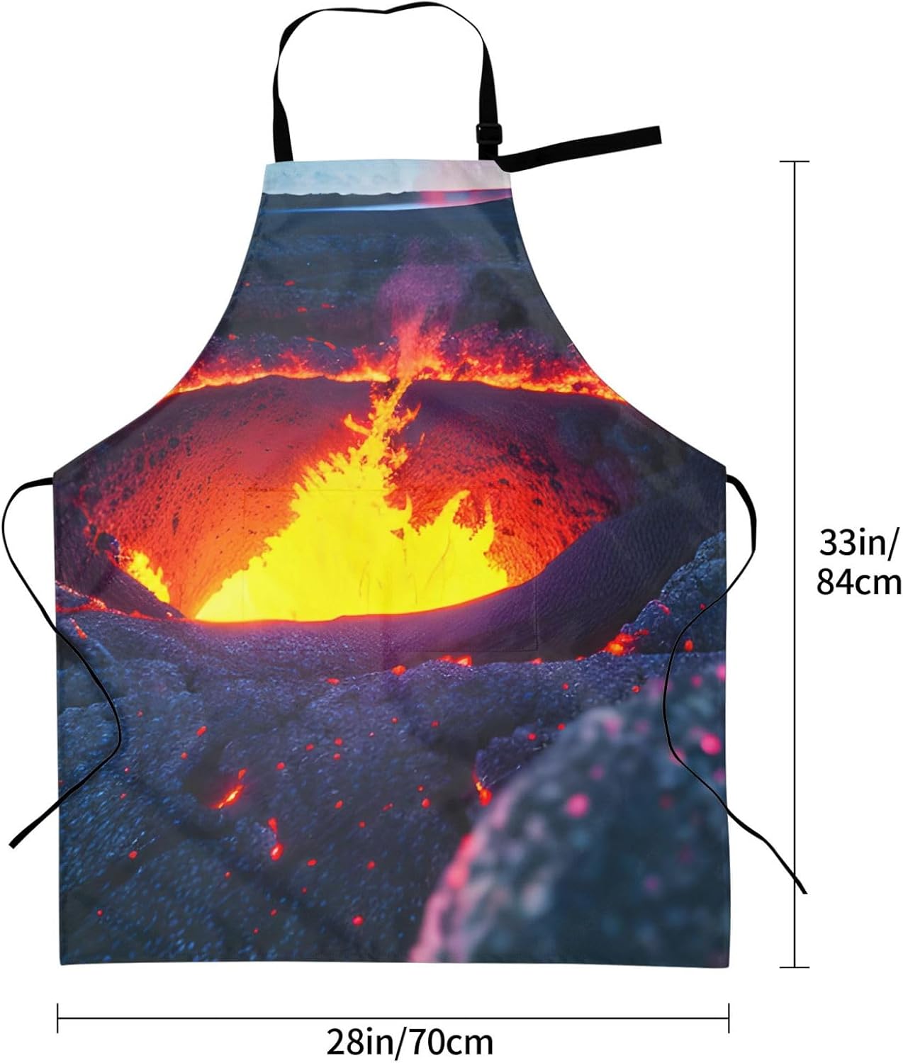 YANYU Kilauea Volcano Print 28x33 In Kitchen Apron Stylish Chef Apron with Pockets for Cooking Baking Painting