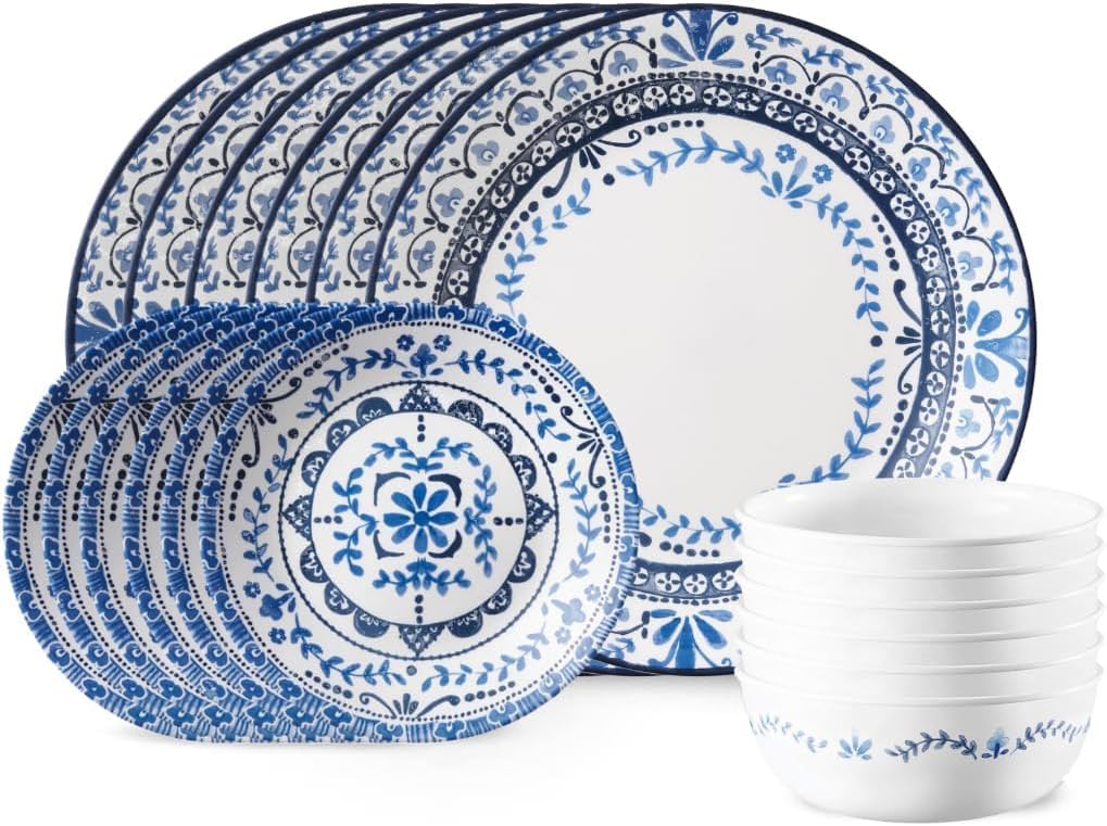 Corelle Vitrelle 18-Piece Service for 6 Dinnerware Set, Triple Layer G