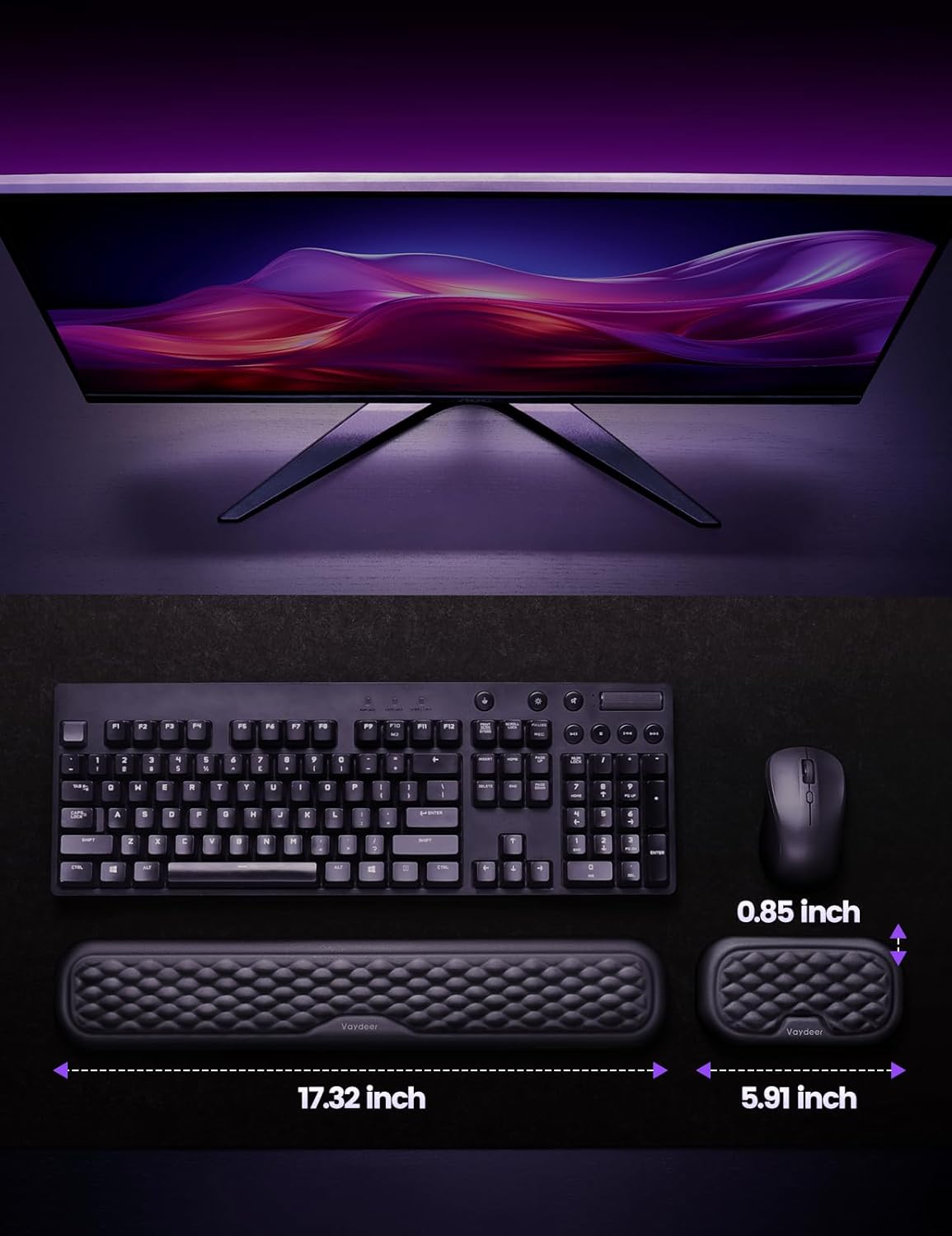 Vaydeer Wrist Rest for Keyboard and Mouse, Computer Ergonomic Wrist Su