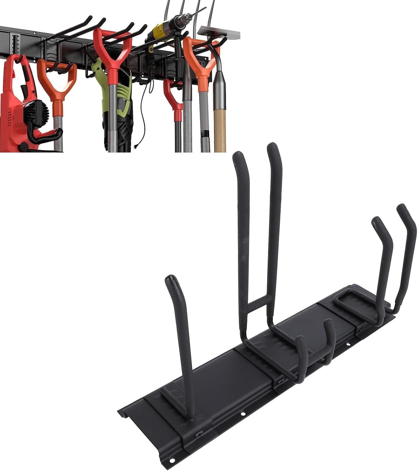 lyrlody Garage Garden Tool Organizer, Wall Mount Tool Storage Rack Ste