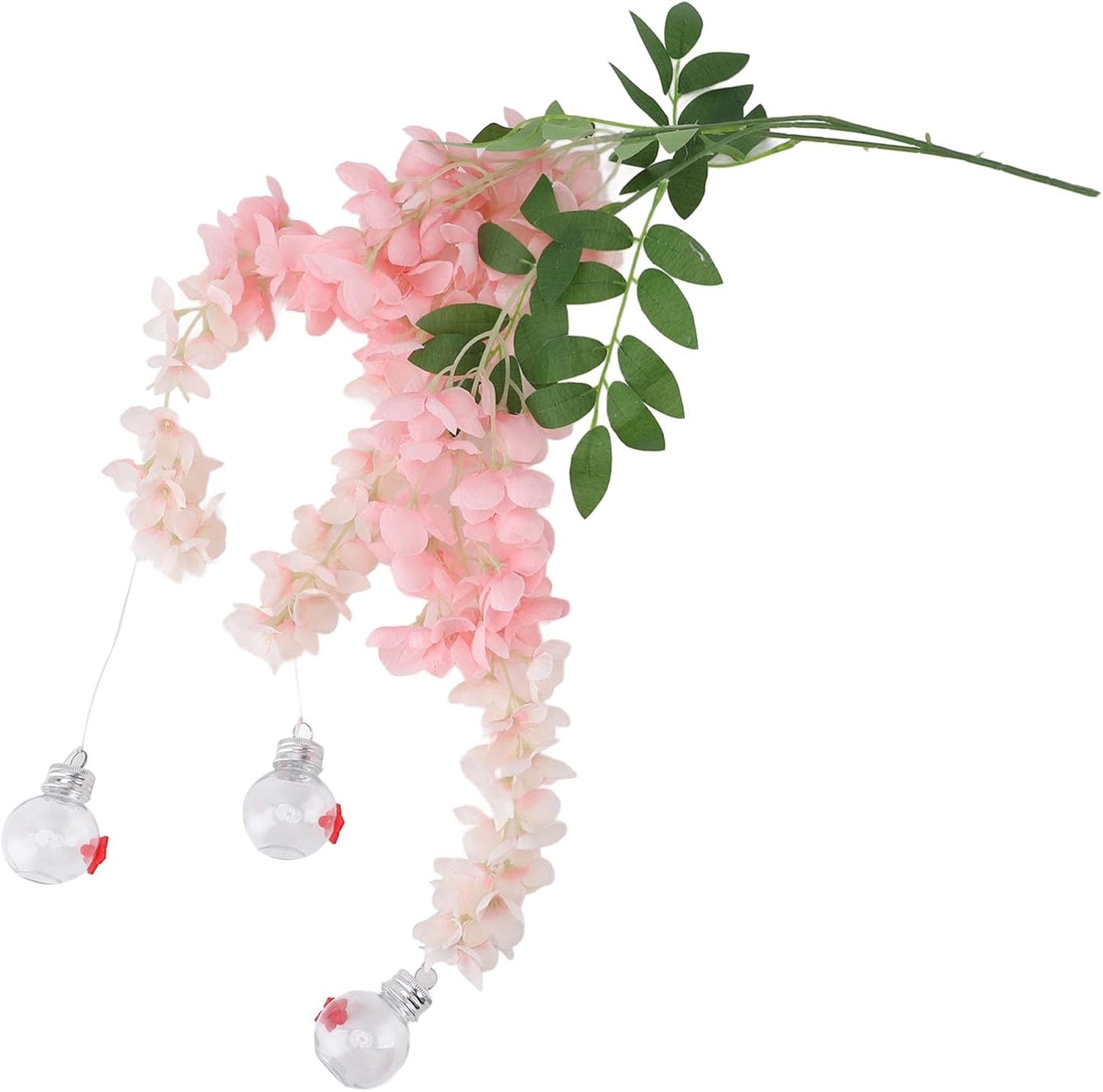 Zerodis Wisteria Flower Bird Feeder Leak Proof Plastic Silk Flowers Hummingbird Feeder Long Branch Flower Bird Feeder Simple Installation for Deck Garden Yard Decoration (Pink)