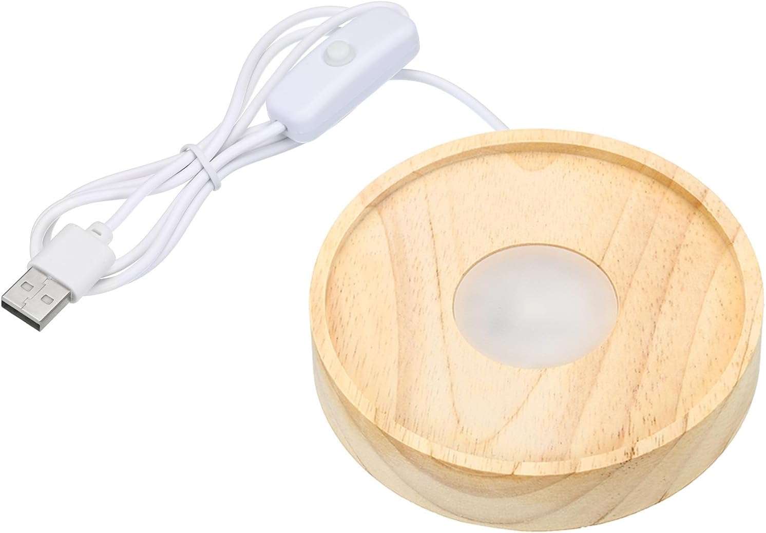 PATIKIL 4 Inch Wooden LED Light Base, Wood Light Display Base Stand Li