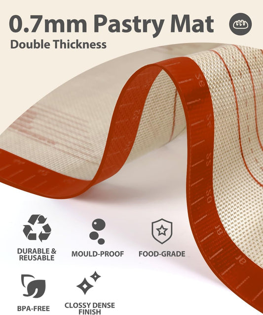 Silicone Baking Mat, 24" x 16" Baking Mat, Pastry Rolling Sourdough Ba
