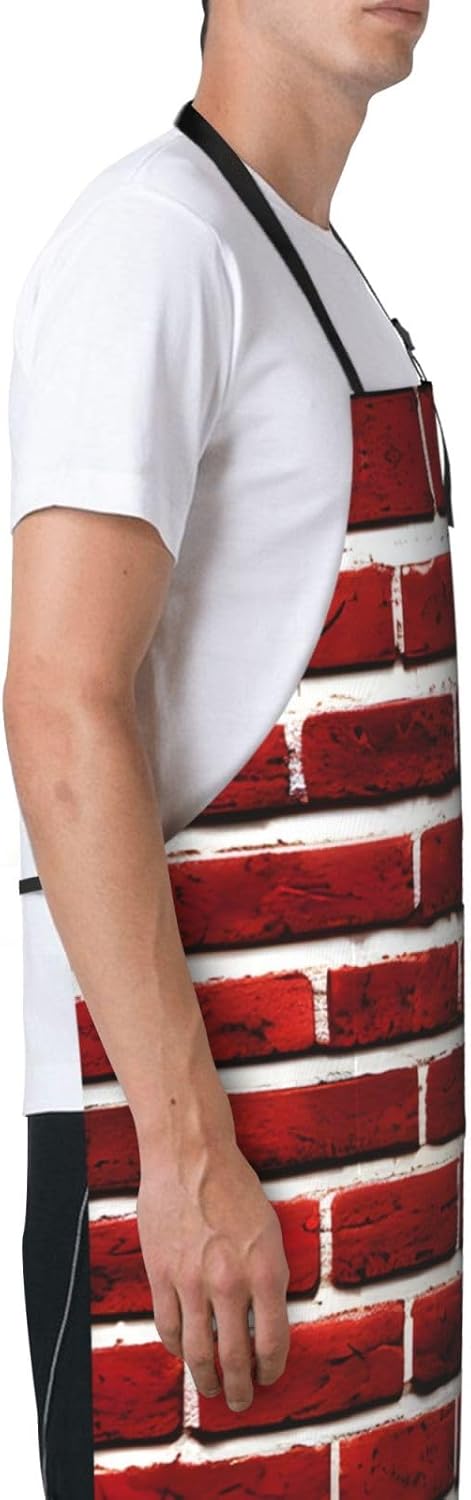 Brick Red Stone print Waterproof chef's apron with pocket apron for kitchen cooking baking barbecue and gardening