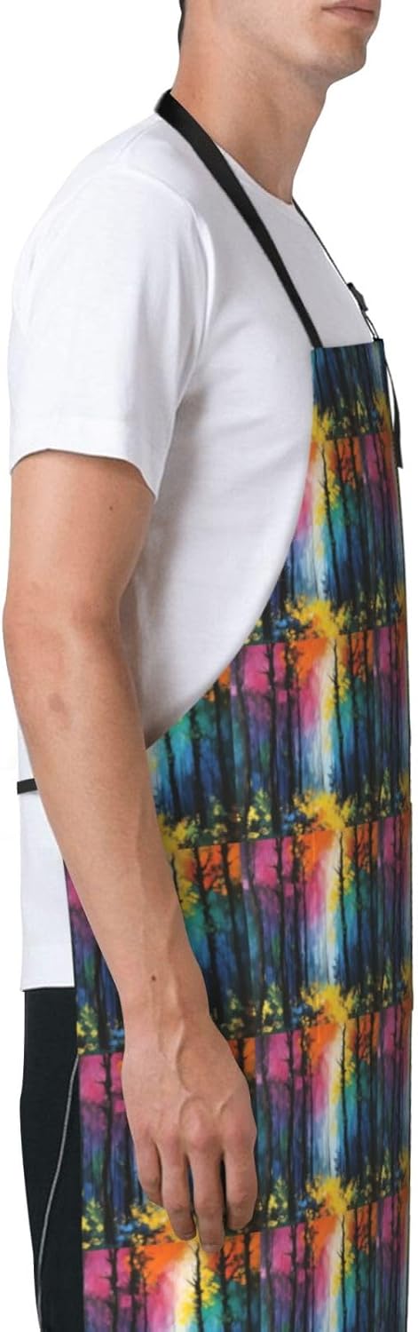 YANYU Tree Art Print 28x33 In Kitchen Apron Stylish Chef Apron with Po