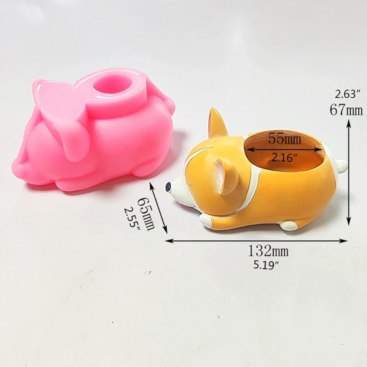 Dog Corgi Concrete Flower Pot Molds Succulent Planter Silicone Molds Epoxy Resin Clay Cement Mould Candle Holder Mold Storage Box Mold