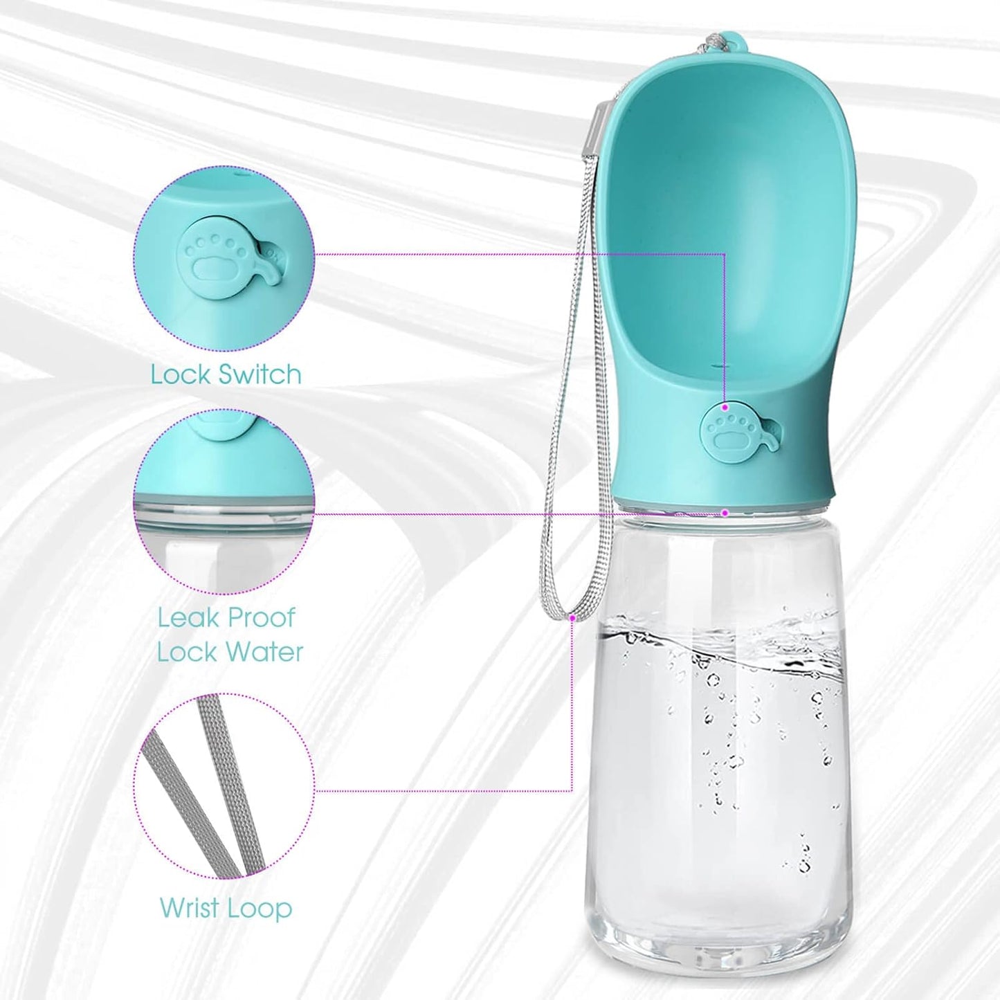 Kalimdor Dog Water Bottle, Leak Proof Portable Puppy Water Dispenser w