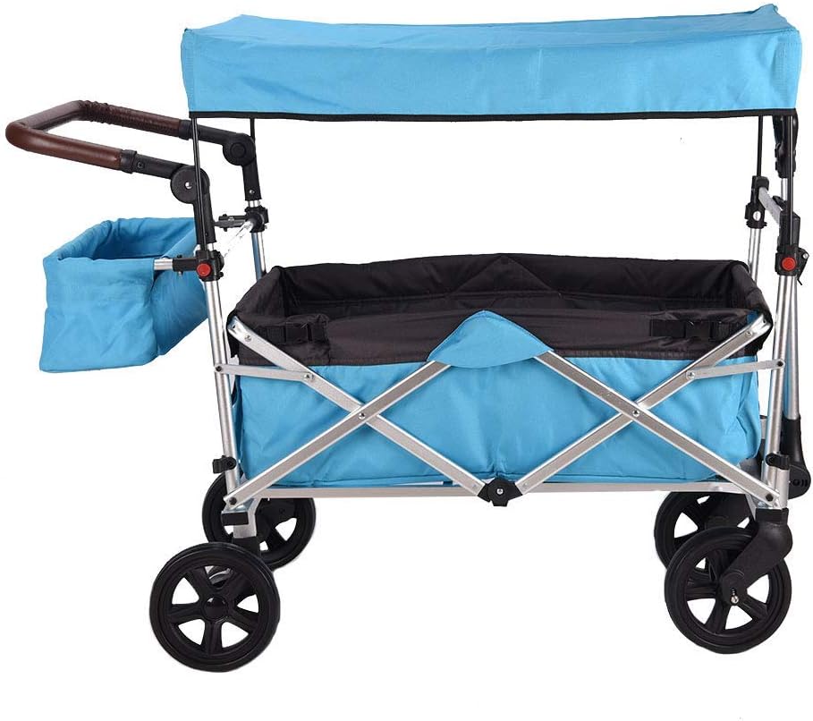 Portable Camping Cart,Large Capacity Garden Folding Cart Sun ShadingChildren's Trolley Portable Holiday Camping Garden Transport Vehicle