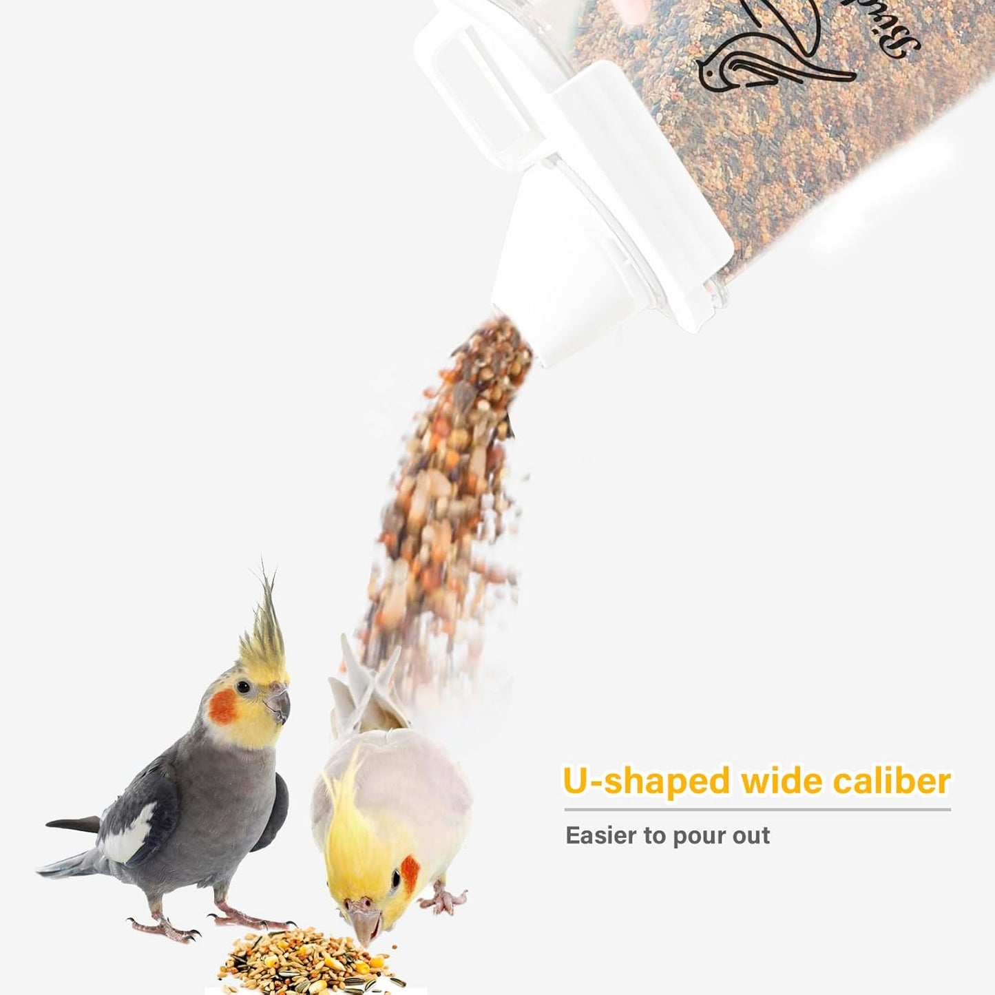 Bird Seed Storage Container Portable,2.5L/3 Qt Airtight Pet Food Container with Measuring Cup,Bird Food Container for Wild Bird Sunflower Seed-BPA Free Transparent