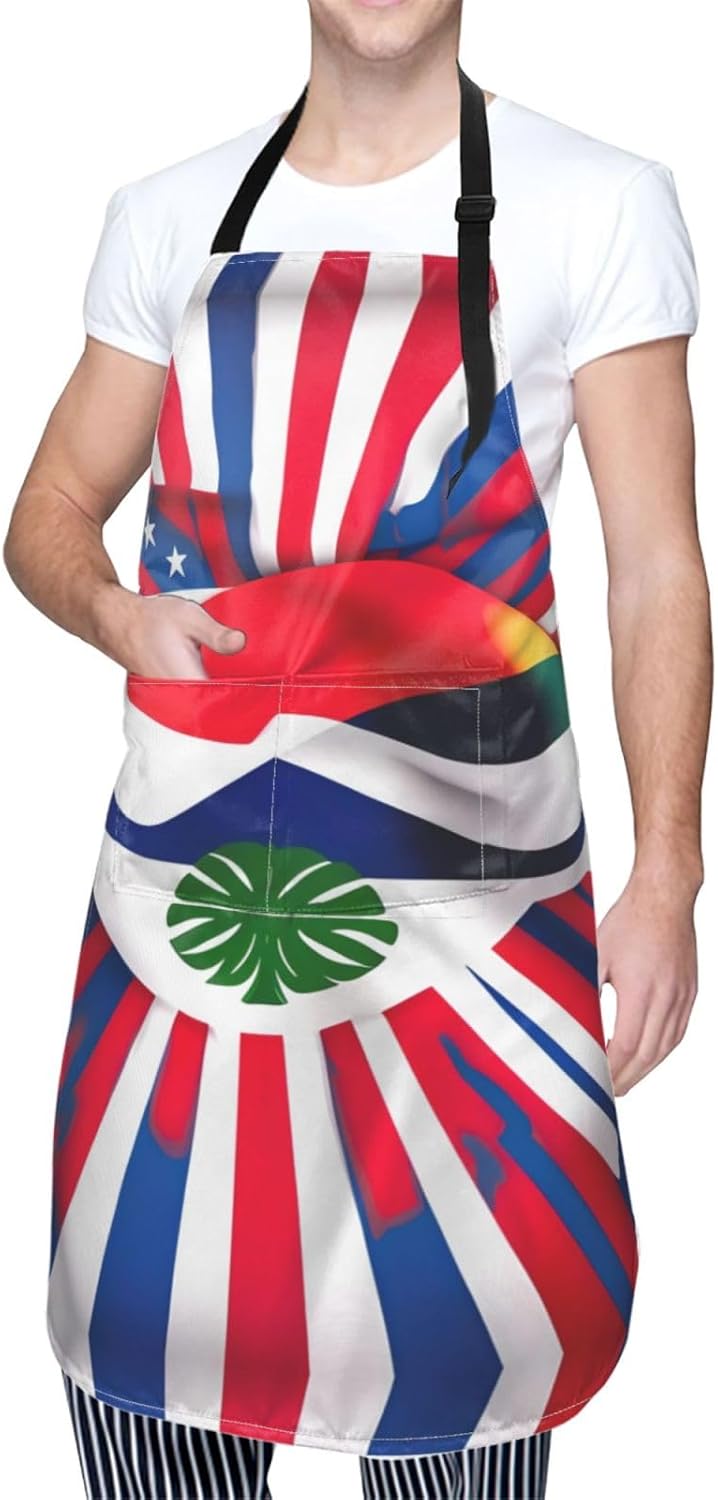 Costa Rica Flag print Waterproof chef's apron with pocket apron for kitchen cooking baking barbecue and gardening