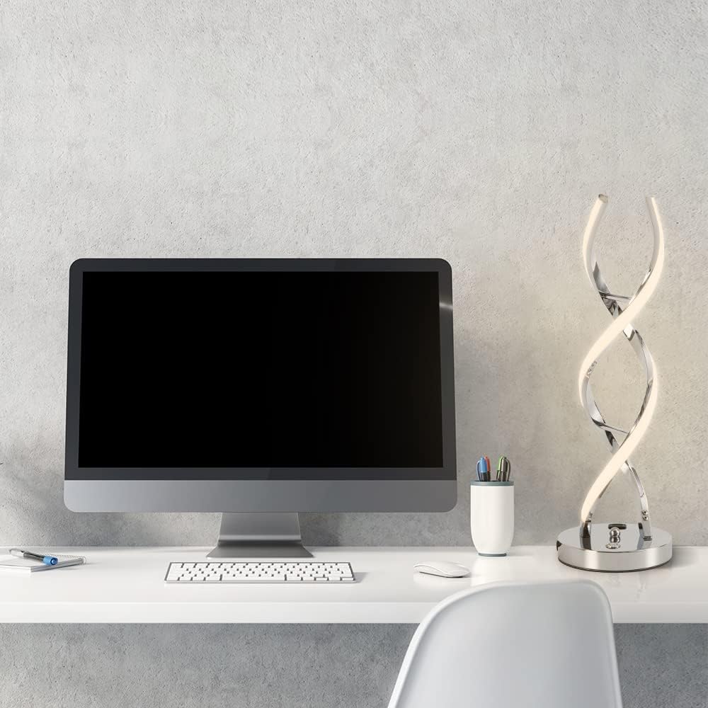 LED Modern Table Lamp, Stepless Dimmable Spiral Table Lamps for Bedroo