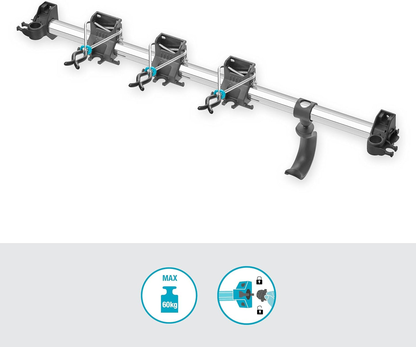 Gardena Tool Rack Plus: Wall-Mounted Rack for Home and Garden Tools, 78 cm Wide, 60 kg Maximum Weight, Space-Saving, can be Equipped and expanded as Necessary (3509-20)