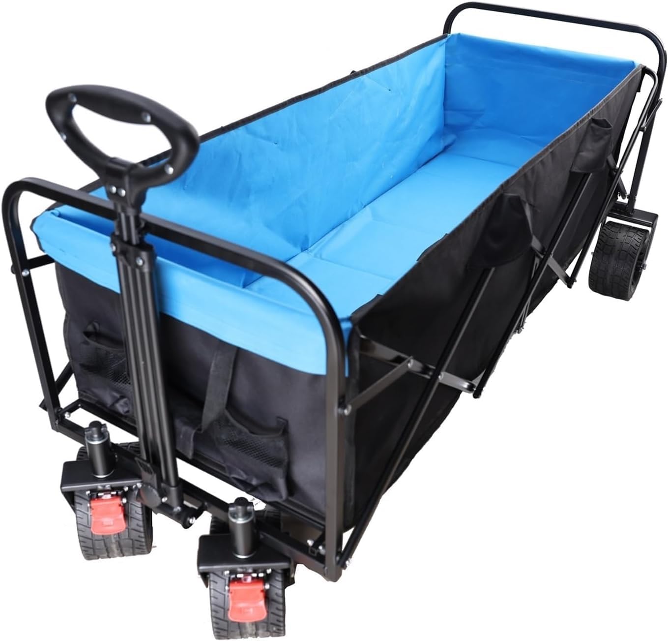 Extra Long Extender Folding Wagon, Beach Wagon for Sand with Big Wheels,Big Large Capacity Folding Cart Extra Long Extender Wagon Cart Folding Wagon Garden Shopping Beach Cartfor Garden, Farm, Yard