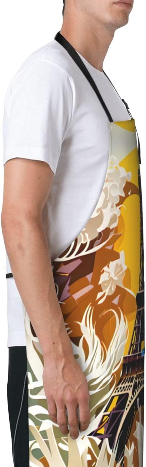 Paris Eiffel Tower print Waterproof chef's apron with pocket apron for