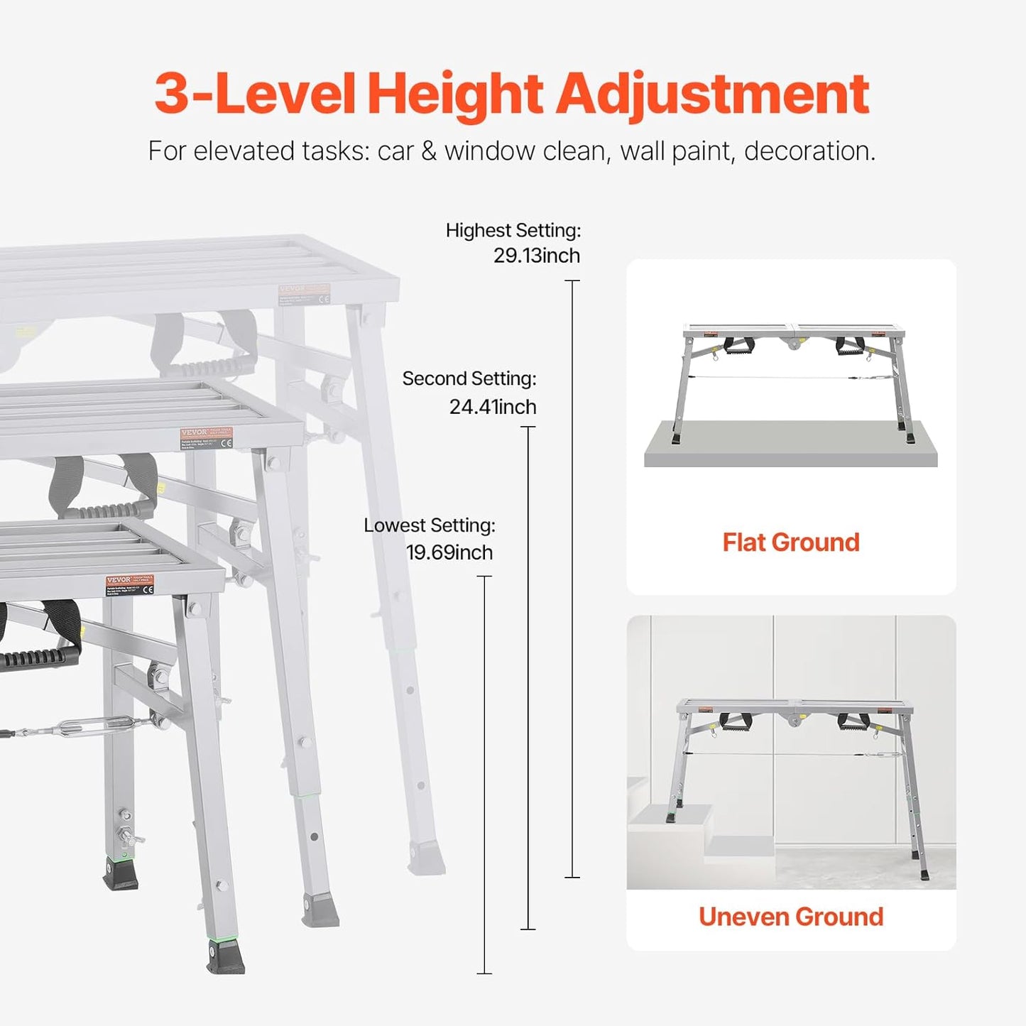 VEVOR Work Platform, 39"x 12" Portable Scaffolding Platform, Folding S