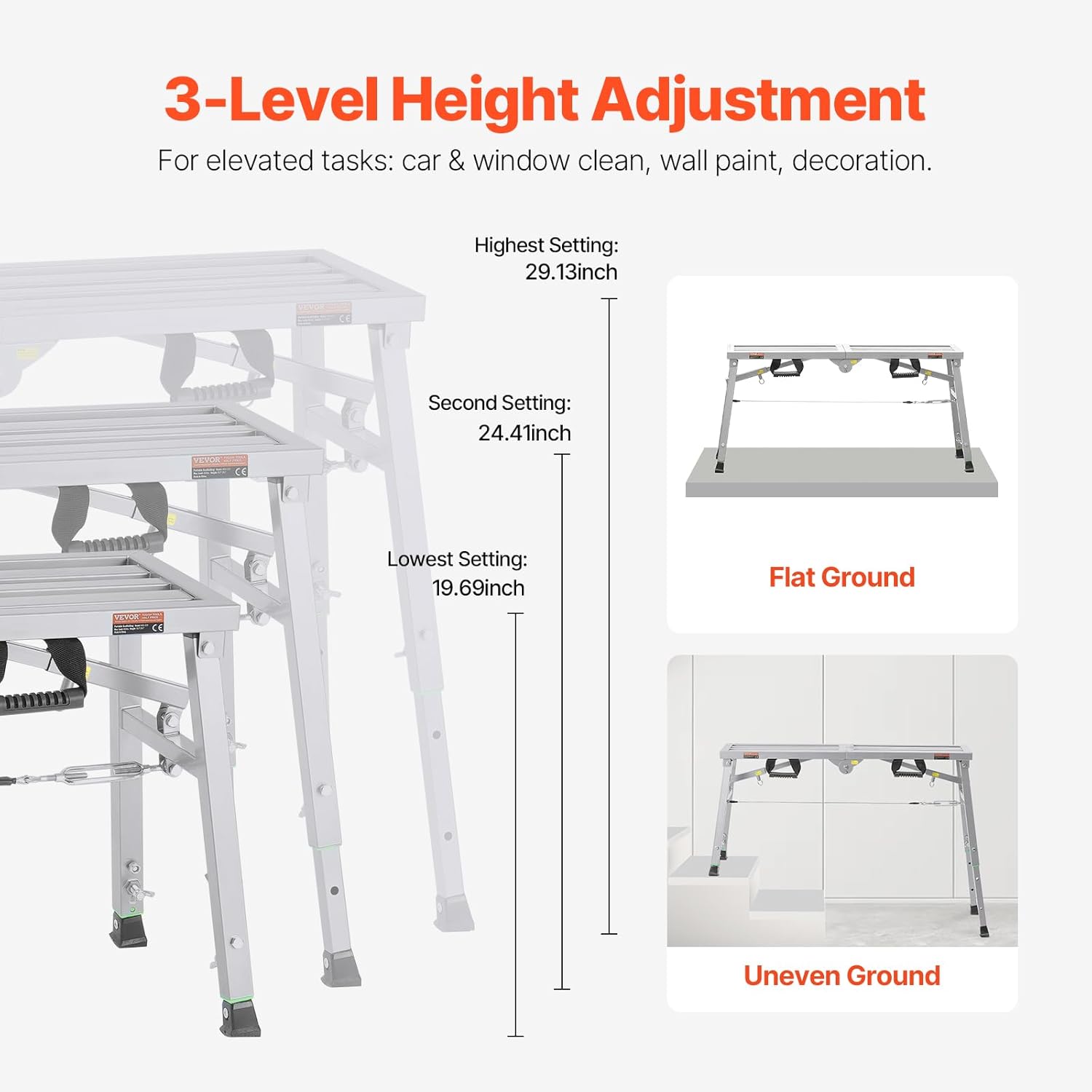 VEVOR Work Platform, 39"x 12" Portable Scaffolding Platform, Folding S
