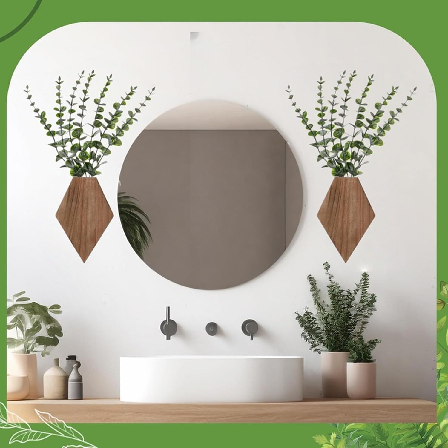 2PCS Wood Wall Planter, Farmhouse Wall Decor Wood Planters for Dried F