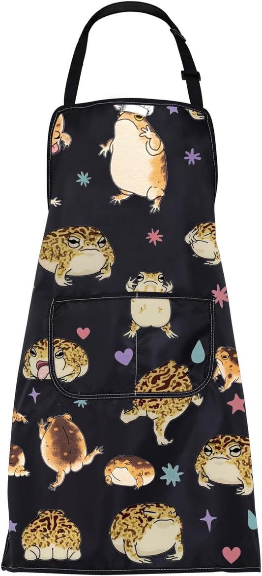 CMNIM Desert Rain Frog Apron Funny Frog Cooking Apron Frog Lover Gifts for Women Frog Gardening Aprons Frog Waterproof Aprons