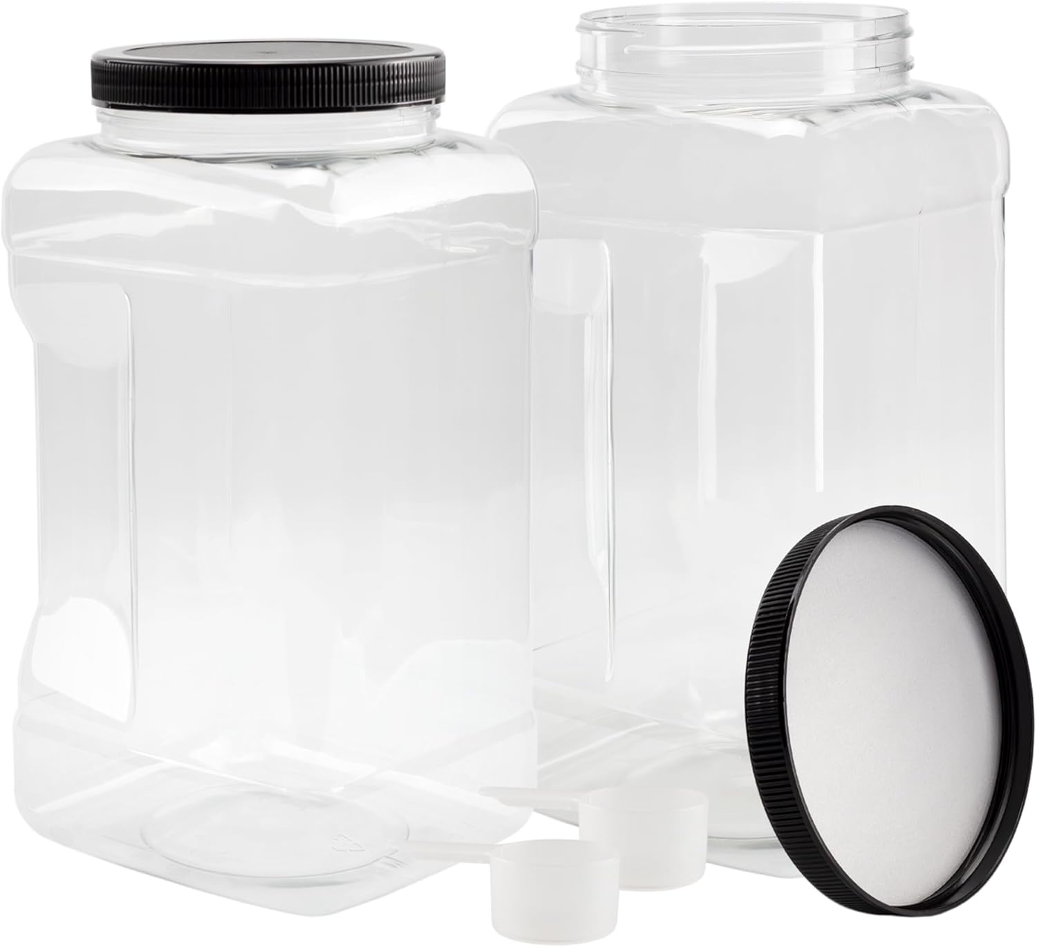 Cornucopia Brands Square Gallon Size Clear Plastic Canisters (2-Pack);