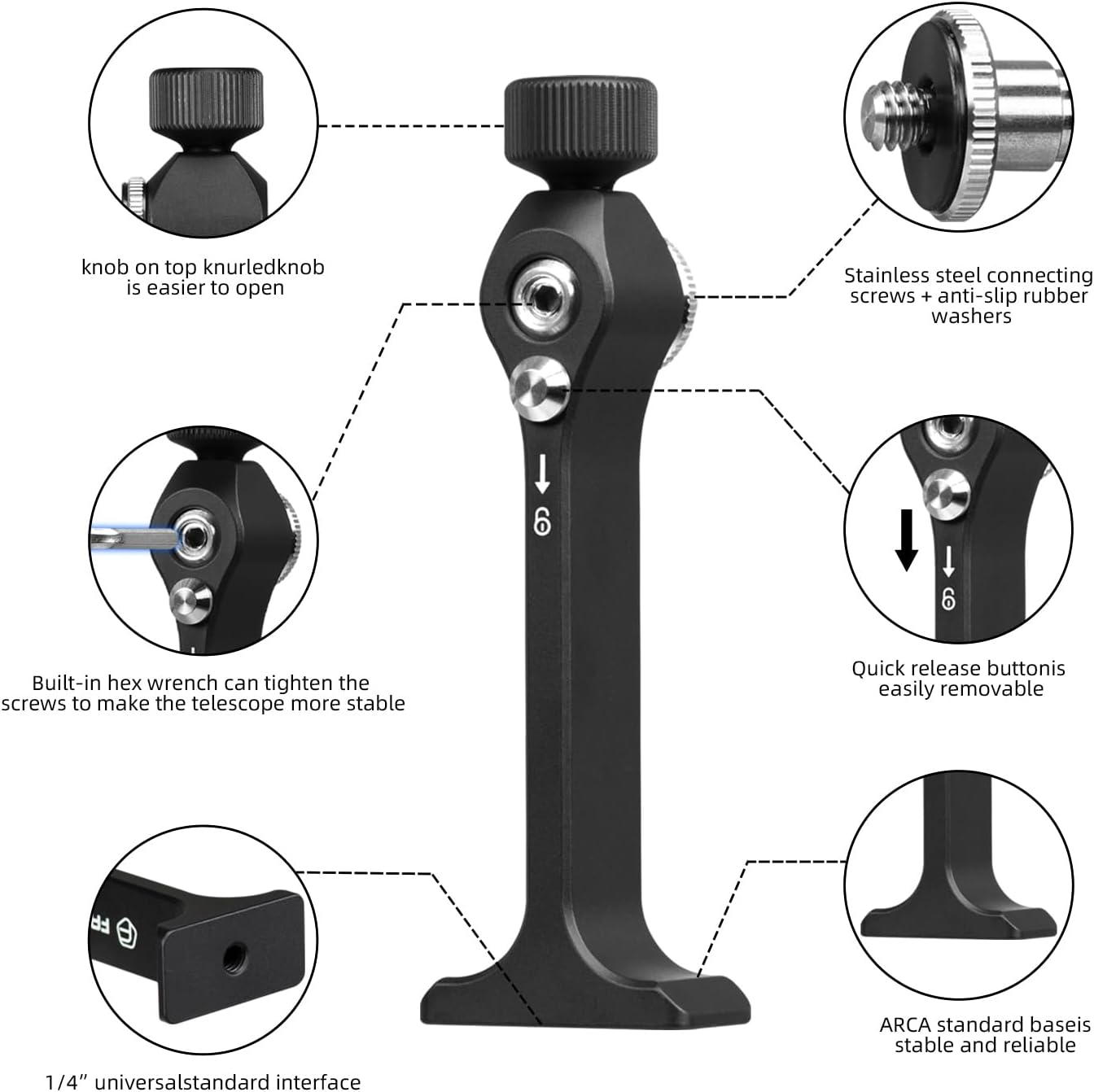 Fanaue Binocular Tripod Adapter, Binocular Mount 1/4 Inch Threading Mo