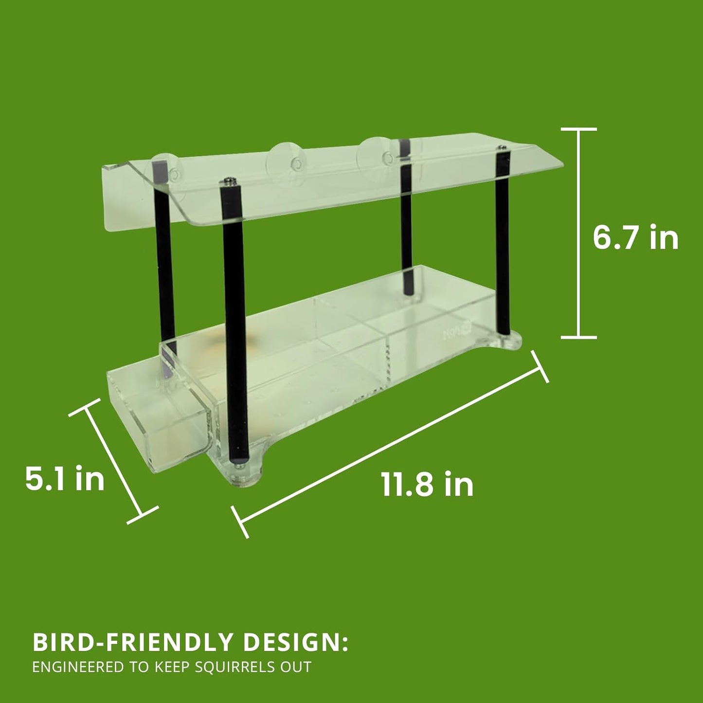 Nature Gear Window Bird Feeder with Strong Suction Cups, Clear Acrylic